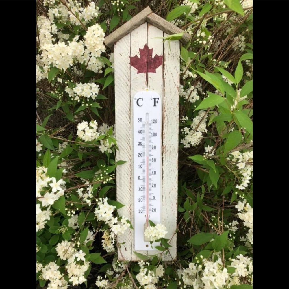 Handmade birdhouse thermometer